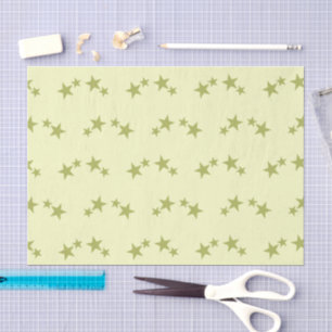 Papier Mousseline Jaune avec des étoiles vert lime