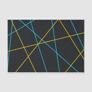 Papier Mousseline Jaune, Bleu, cool, tendance, urbain, lignes modern