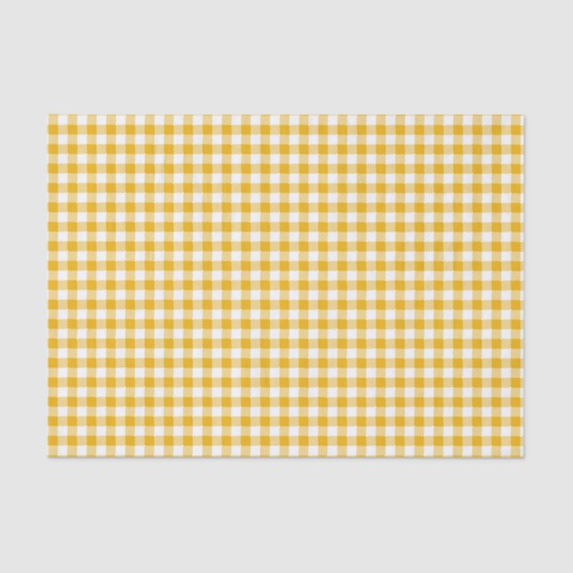 PAPIER MOUSSELINE JAUNE ET BLANC EN VICHY MOTIF PLAID (Recto)