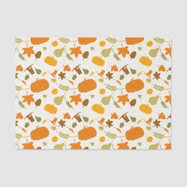 Papier Mousseline Jaune et Orange Thanksgiving Motif (Recto)