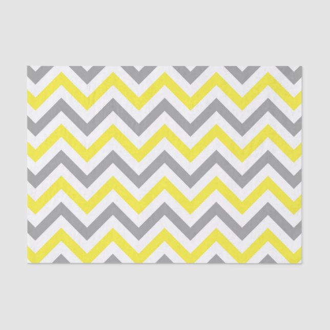 Papier Mousseline Jaune, Gris Dk What Grand Motif Chevron ZigZag (Recto)