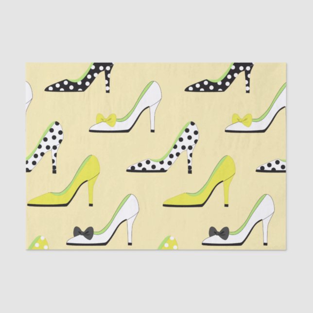Papier Mousseline Jaune talons haute mode (Recto)