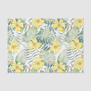 Papier Mousseline Jaune Tropical Hibiscus Floral Fête de Mariage