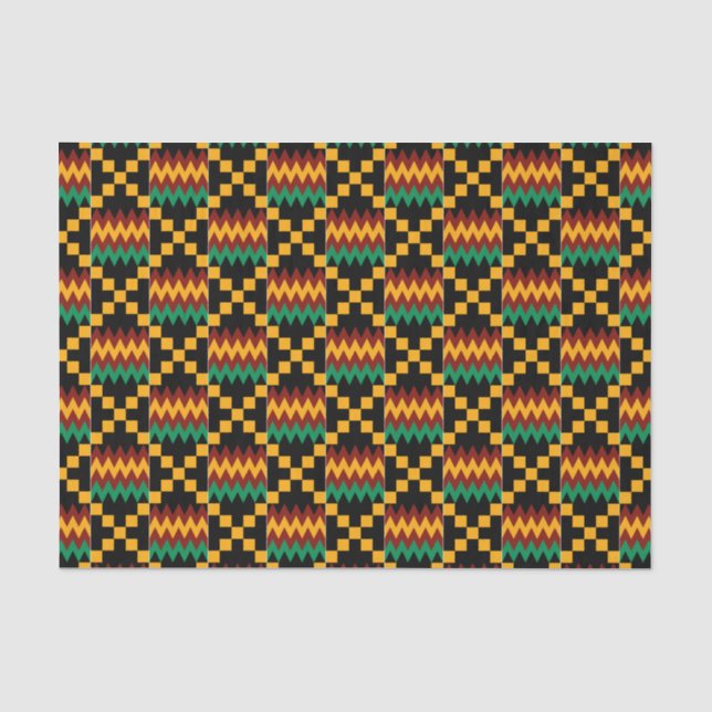 Papier Mousseline Jaune, Vert, Rouge, Noir Kwanzaa Kente Cloche (Recto)