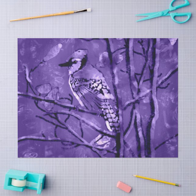 Papier Mousseline Jay bleu Abstrait violet noir Découpage (Artisanat)