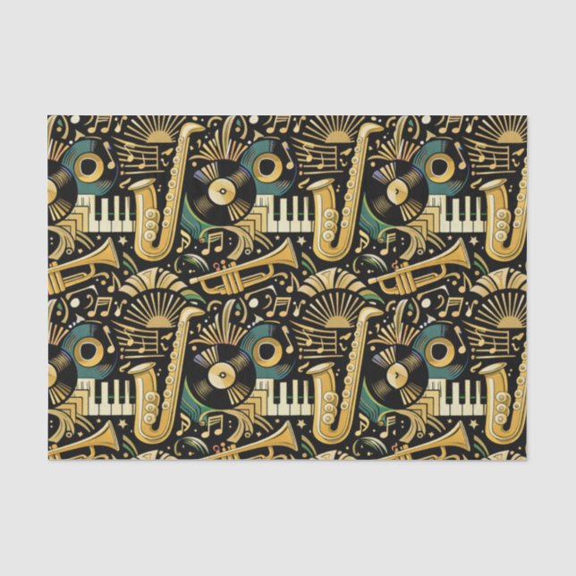 Papier Mousseline Jazz Age Music Pattern (Recto)