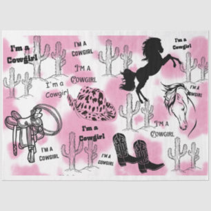 Papier Mousseline Je suis un thème de cowgirl