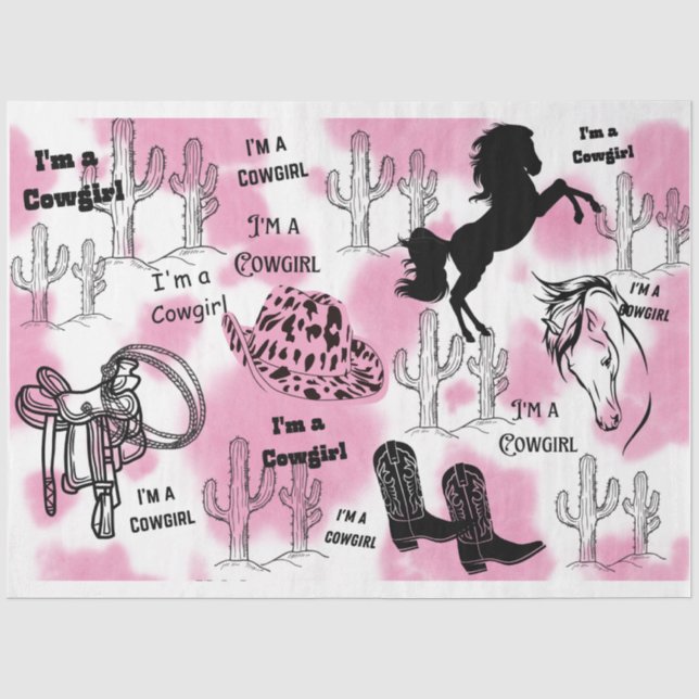 Papier Mousseline Je suis un thème de cowgirl (Recto)