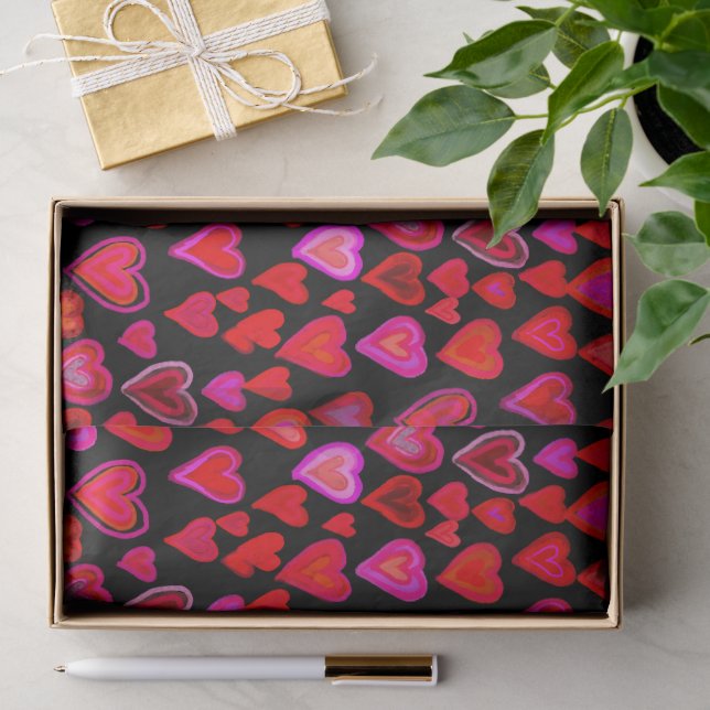 Papier Mousseline Je t'aime, motif de coeur de Noël (Cadeau)