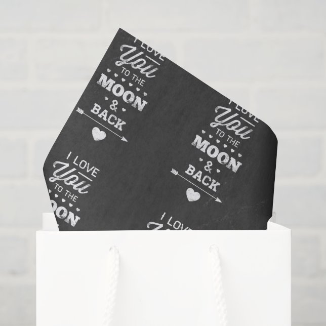 Papier Mousseline Je T'Aime Sur La Lune Et De Retour (Sac cadeau)