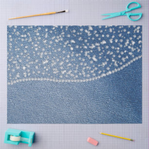 Papier Mousseline Jean en Denim Bleu Diamant
