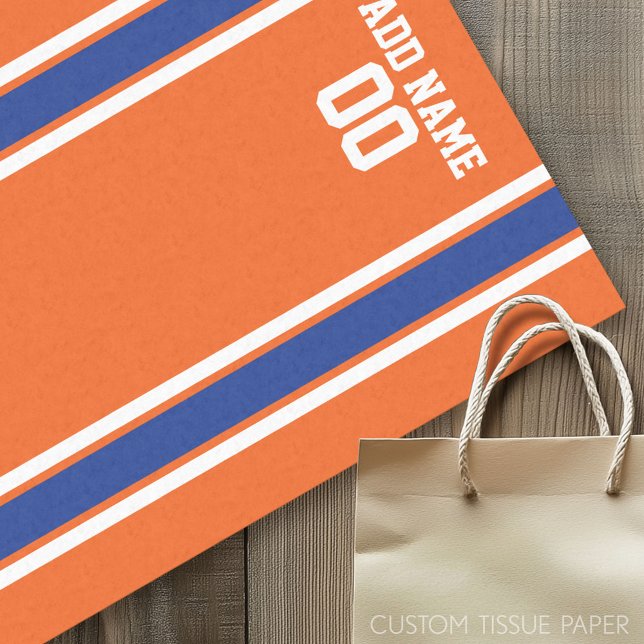 Papier Mousseline Jersey de sport personnalisé orange et bleu (Custom Tissue Paper)