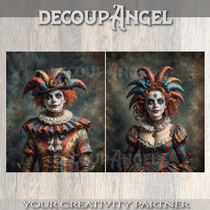 Papier Mousseline Jester Couple - 2 Designs - Découpage -