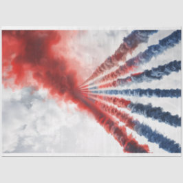 Papier Mousseline Jet Smoke Trails Red White Blue Decoupage