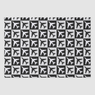 Papier Mousseline Jets d'aviation blanc noir géométrique