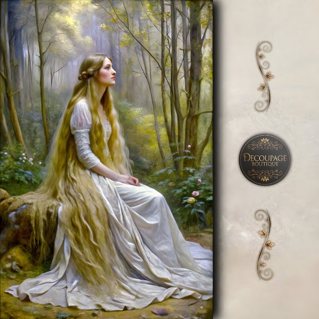 Papier Mousseline Jeune fille de la forêt aux longs cheveux Découpag (Forest Maiden Long Hair Decoupage Tissue Paper)