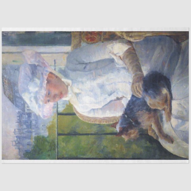 Papier Mousseline Jeune fille et son chien, Mary Cassatt (Recto)