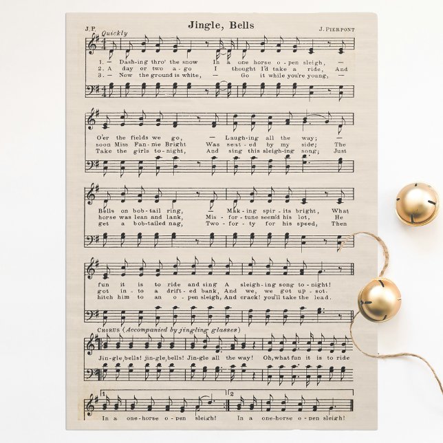 Papier Mousseline Jingle Bells Tissu de vacances et papier de découp (Créateur téléchargé)