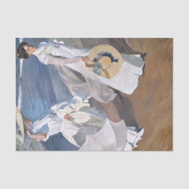 Papier Mousseline Joaquin Sorolla - Femmes marchant sur la plage (Recto)
