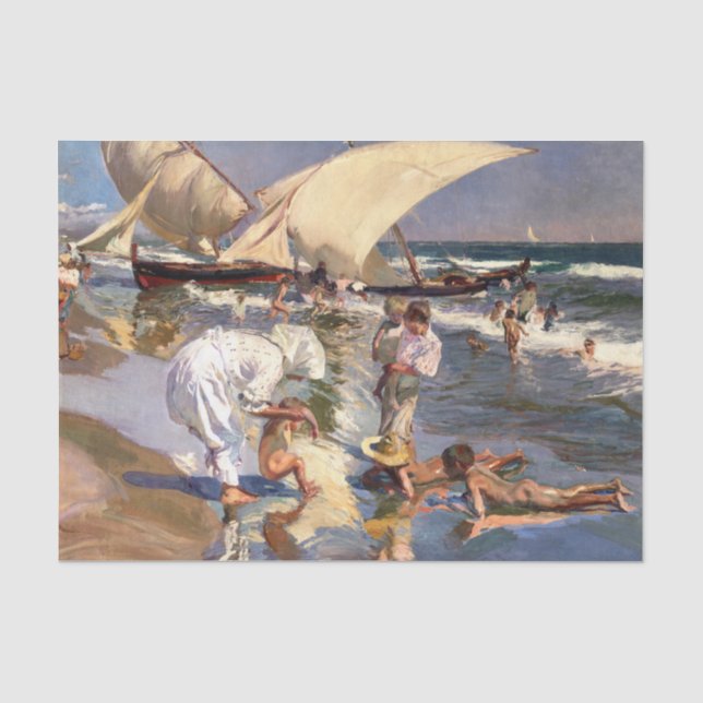 Papier Mousseline Joaquin Sorolla - Valencia Beach by Morning Light (Recto)