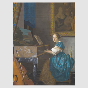 Papier Mousseline Johannes Vermeer - Lady assise à une virginale