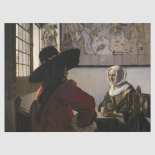 Papier Mousseline Johannes Vermeer - Officier avec une fille qui rit