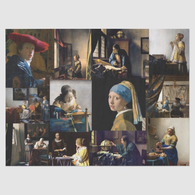 Papier Mousseline Johannes Vermeer - Patchwork de chefs-d'oeuvre (Recto)