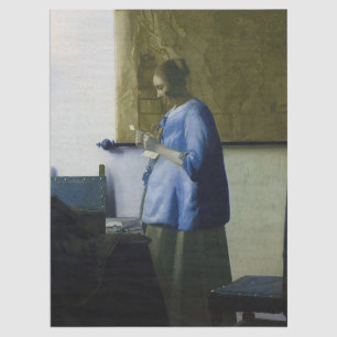 Papier Mousseline Johannes Vermeer - Une femme en bleu lisant une le
