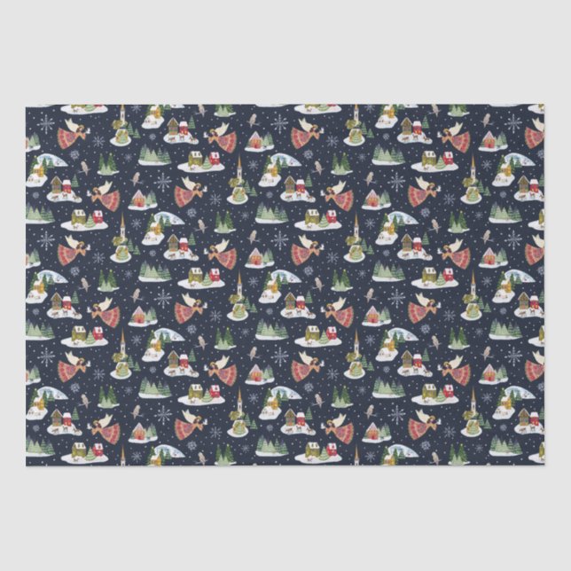 Papier Mousseline Joli ange paix sur terre Noël (Recto)