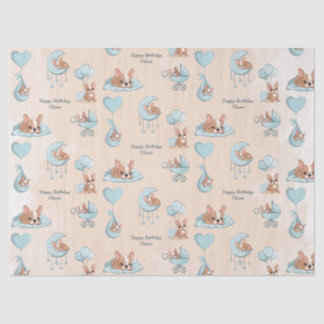Papier Mousseline Joli Anniversaire Bébé Bleu French Bulldog