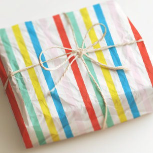 Papier Mousseline Joli Arc-en-ciel coloré rayé Cadeau d'anniversaire