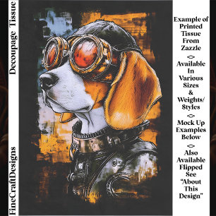 Papier Mousseline Joli Aviateur Steampunk Chien Beagle EZ1L Découpag