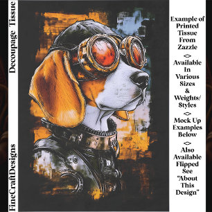 Papier Mousseline Joli Aviateur Steampunk Chien Beagle EZ1R Découpag