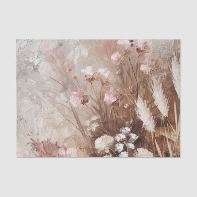 Papier Mousseline Joli Beige Blush Boho Rose Floral (Recto)