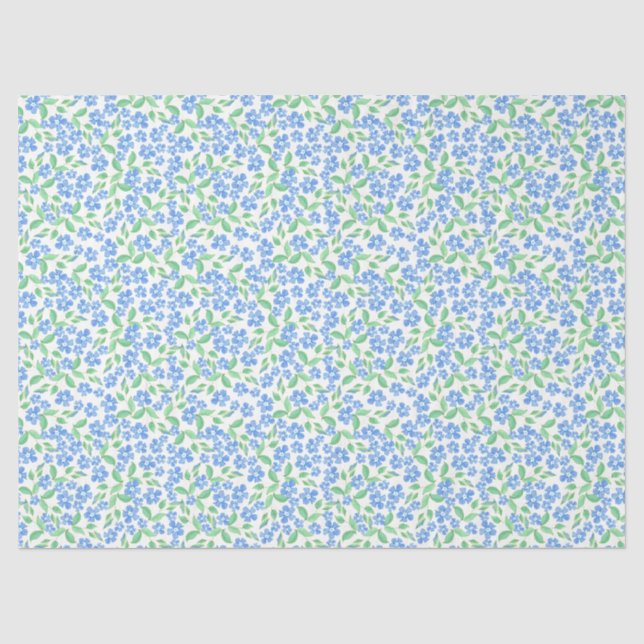 Papier Mousseline Joli bleu bleu bleu vert blanc persil Fleurs (Recto)