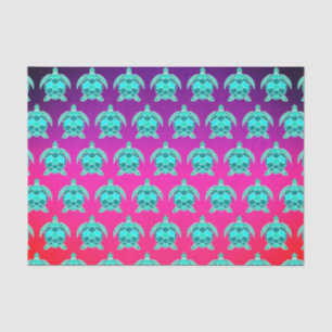 Papier Mousseline Joli bleu vert turquoise turquoise tortues motif