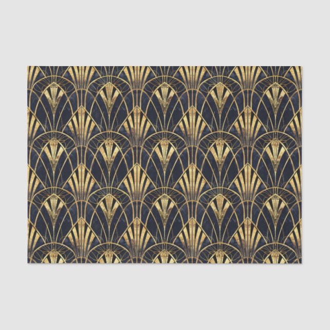 Papier Mousseline Joli carrelage motif d'or noir (Recto)