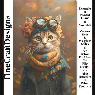 Papier Mousseline Joli Chat Tigre en Écharpe & Manteau CD4 Découpage
