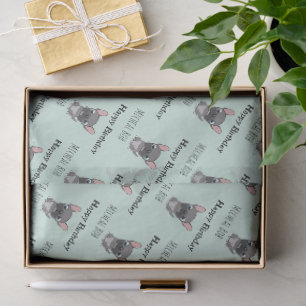Papier Mousseline Joli chien pug gris personnalisé joyeux anniversai