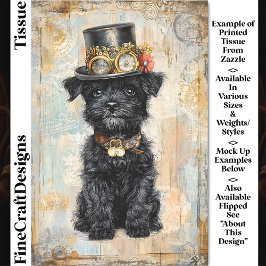 Papier Mousseline Joli Chiot Noir En Casquette Steampunk DL1R Découp