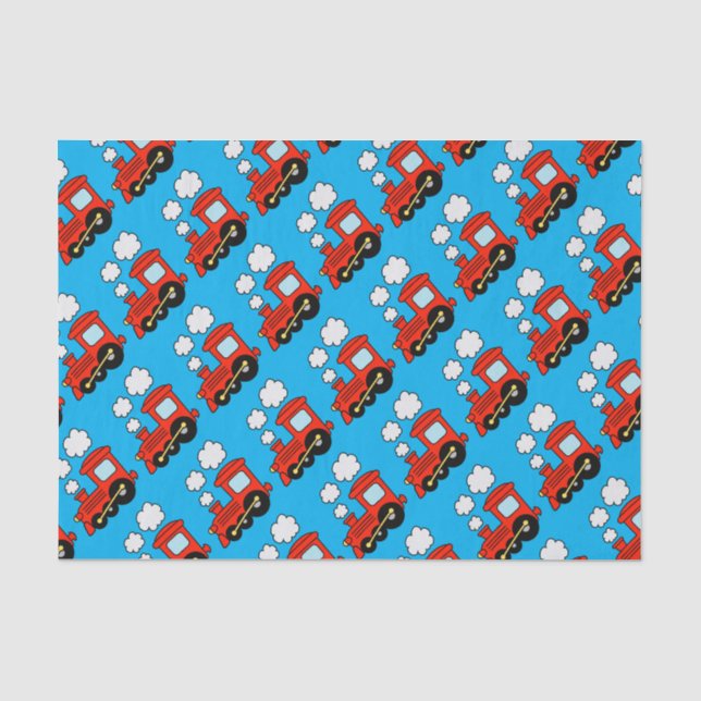 Papier Mousseline Joli choo choo rouge train cadeau d'anniversaire p (Recto)