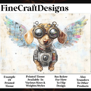 Papier Mousseline Joli Dachshund Volant Steampunk Découpage AW2