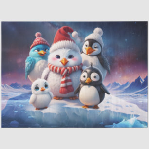 Papier Mousseline Joli dessin de style pingouins amis.