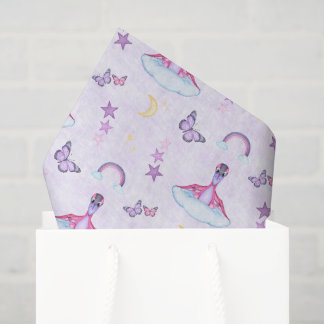 Papier Mousseline Joli Dinosaure Anniversaire Fille Rose Et Violet