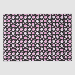 Papier Mousseline Joli Éffrayant noir et rose Motif Halloween