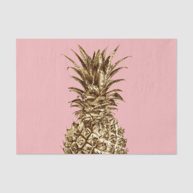 Papier Mousseline Joli élégant or girly & ananas rose pastel (Recto)