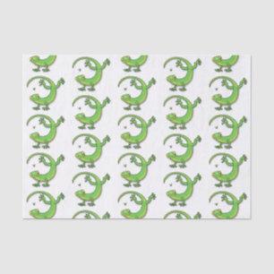 Papier Mousseline Joli gecko vert salutations avec dessin animé