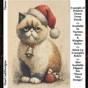 Papier Mousseline Joli Grumpy Christmas Cat EB1R Découpage