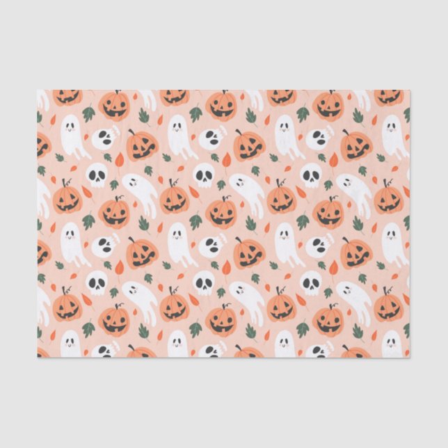 Papier Mousseline Joli Jack-O-Lanterne et Motif fantôme (Recto)