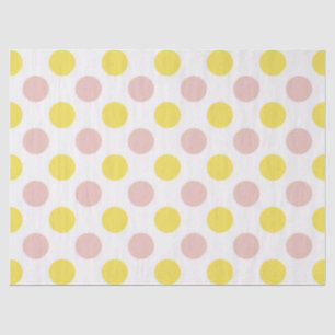 Papier Mousseline Joli jaune et rose à pois